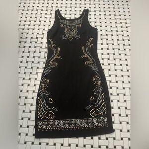 Chic Black Embellished Mini Dress